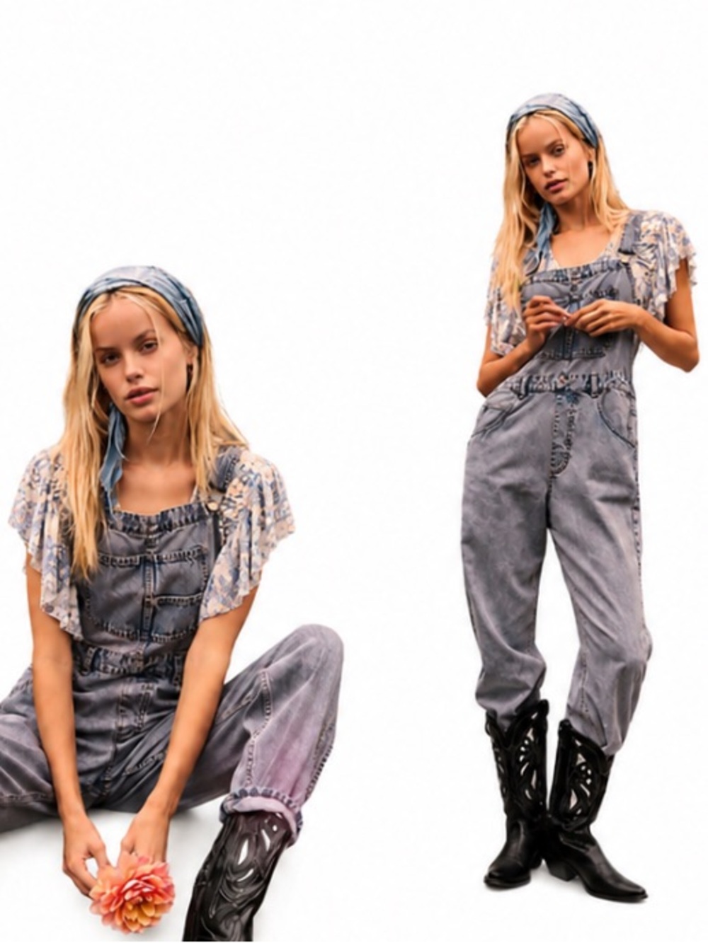 Free People We The Free Ziggy Denim Overalls In Pink Dreams Pink Combo XS NWT